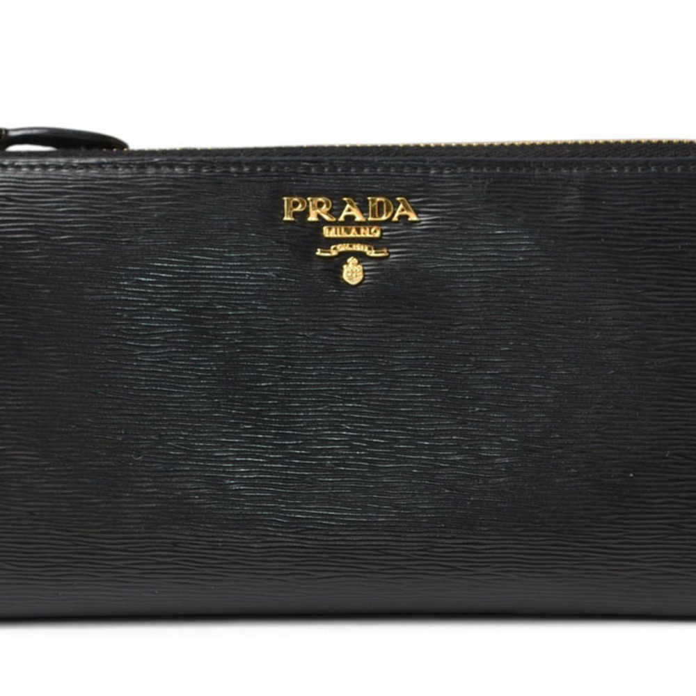 Prada Long Wallet, L-shaped, 1ML183 VITELLO MOVE, Leather, Black, Women's